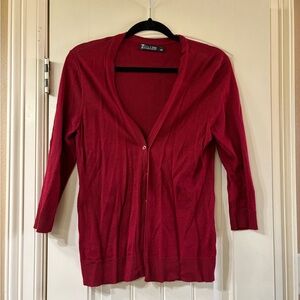 New York & Company 7th Avenue Design Studio Brick Red Knit Cardigan Sweater